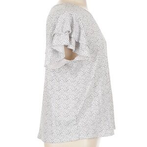 Adrianna Papell Black and White Ruffle Sleeve Blouse